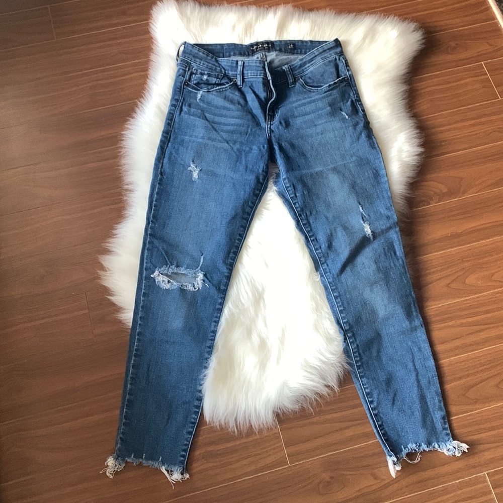 LUCKY BRAND Skinny Jeans Distressed Ripped Frayed Ankles Bohemian Stella